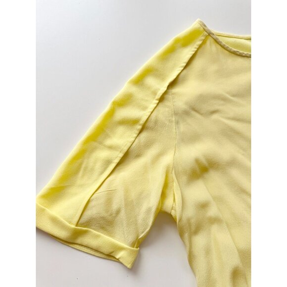 TIGER OF SWEDEN Laci Yellow 100% Silk Crepe Raglan T-Shirt Blouse, Size 38 / M - Picture 8 of 13